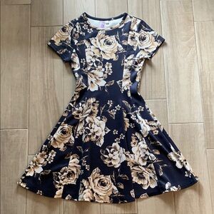 Alya (by Francesca’s) Blue and Cream Fit and Flare Dress - Women’s Small